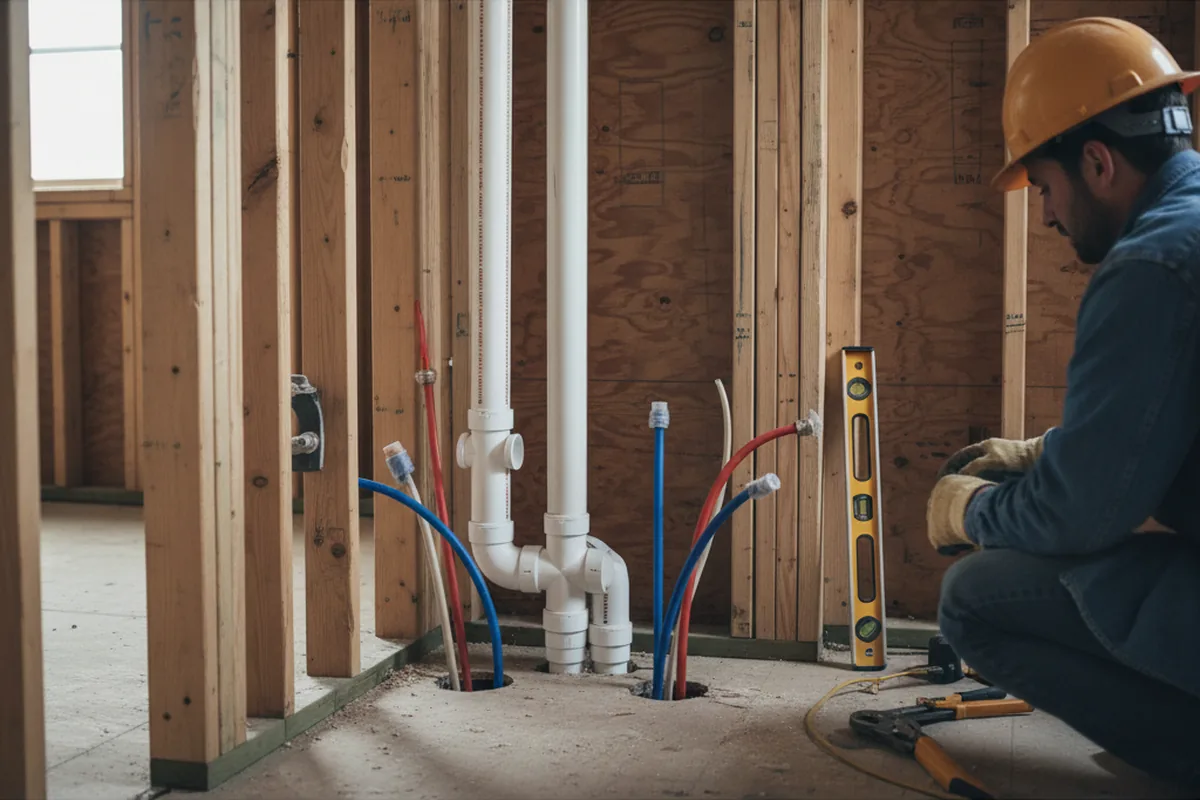 Drain and supply rough-in during Toilet Repair and Installation in Middlesex
